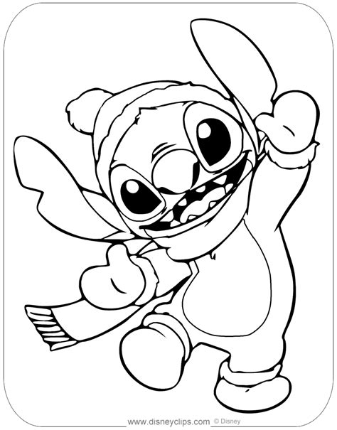 Stitch Disney Christmas Coloring Pages Juliettsq