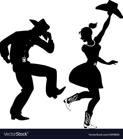 Silhouette Of Country Western Dancers Royalty Free Vector