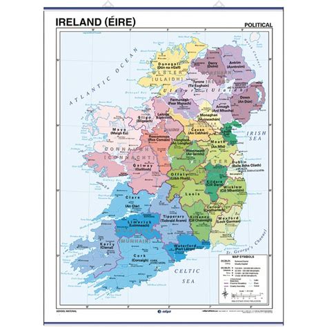 Mapa mural de Irlanda Físico Político