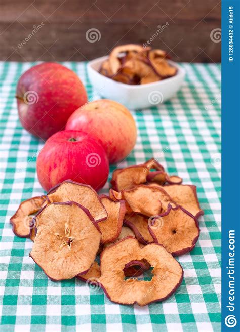 Dried Apple Chips Stock Photo Image Of Checkered Fruit 128034432