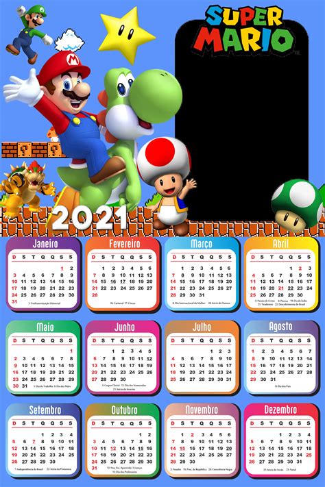Calendário 2021 Super Mario Png Imagem Legal
