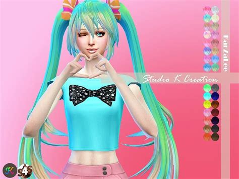 Studio K Creation Sims 4 Hatsune Miku Hair Sims Hair