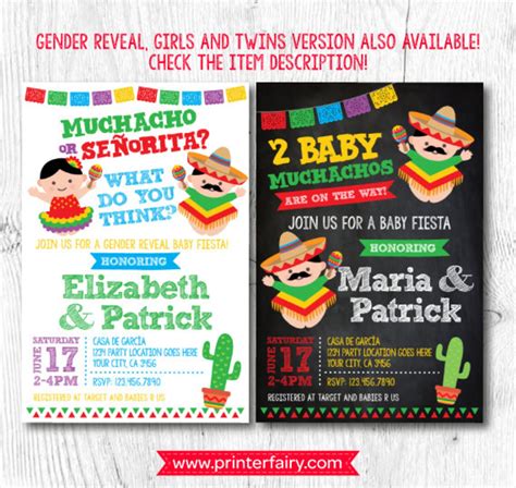 Fiesta Baby Shower Invitations Mexican Baby Shower Etsy