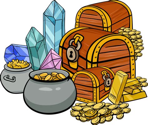 cartoon treasure with gems and gold 6323804 Vector Art at Vecteezy