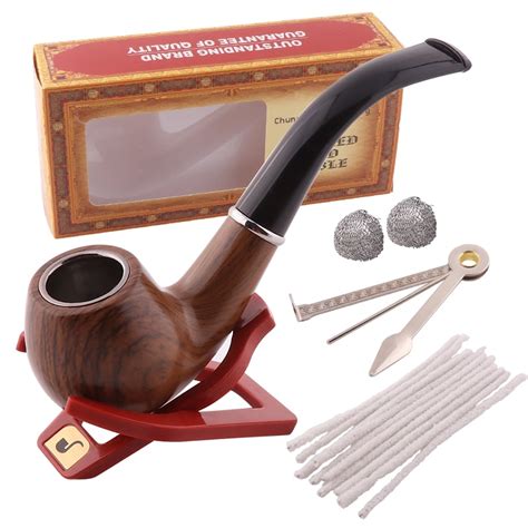 Classic Wooden Resin Smoking Pipe Sets Chimney Filter Cigar Tobacco