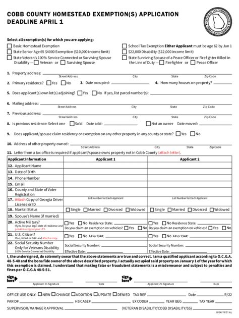 Cobb Homestead Exemptions 2021 2024 Form Fill Out And Sign Printable
