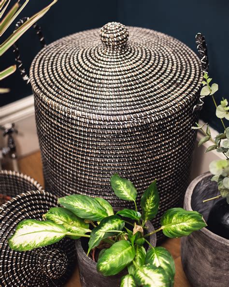 Storage baskets and bins are not only practical but have in recent years become a popular interior detail, for the living room, bedroom and bathroom. Black Seagrass Basket | Seagrass storage baskets, Laundry ...