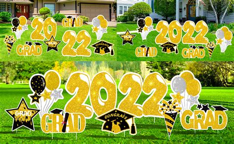 9pcs 2022 Graduation Yard Signs Stakes Party Decorations