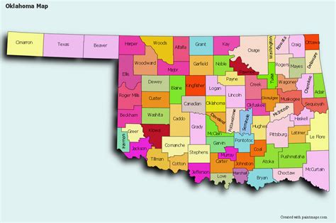 Create Custom Oklahoma Map Chart with Online, Free Map Maker.
