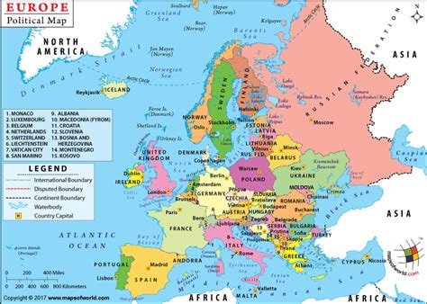 Europe Political Map With Capitals
