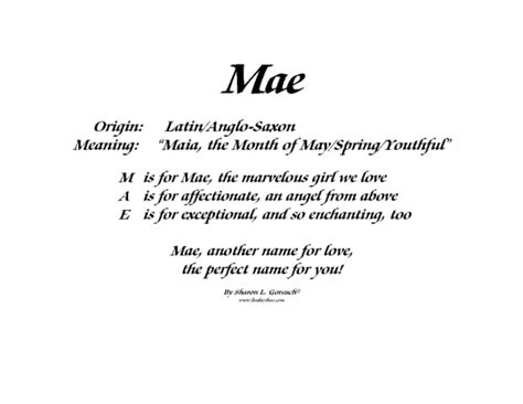 Meaning Of Mae Lindseyboo