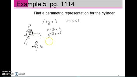 Parametric Representation For A Cylinder Youtube