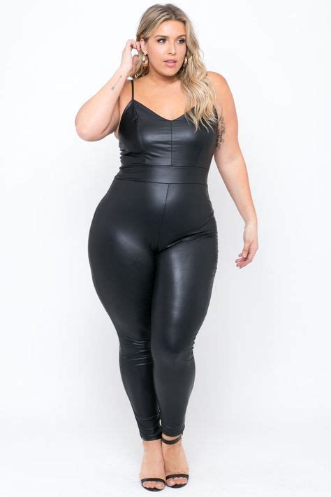 Plus Size Faux Leather Catsuit Black Plus Size Fashion For Women In 2019 Leather Catsuit