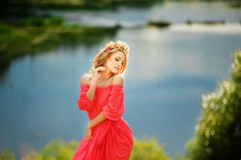 Beauty Blonde Girl With Flower Stock Image Image Of Adult Holding
