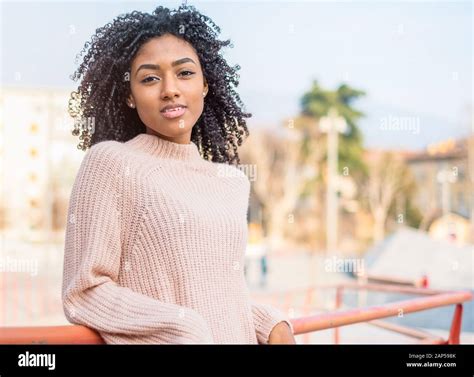Portrait Of Young Black Afro American Girl Stock Photo Alamy