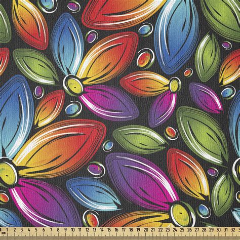 Bless International Ambesonne Floral Fabric By The Yard Colorful