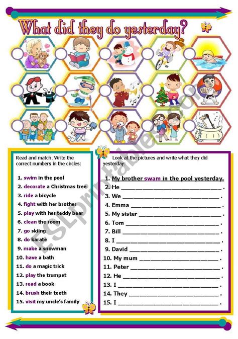 What Did They Do Yesterday Esl Worksheet By Jecika