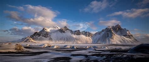 2560x1080 Hofn Vestrahorn Clouds Iceland Mountains 4k 2560x1080