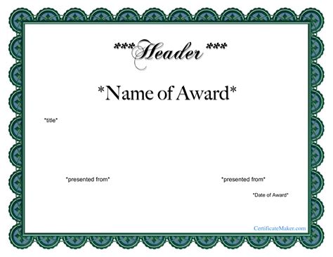 Printable Award Certificate Templates At