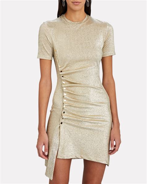 Paco Rabanne Asymmetric Ruched Lamé Mini Dress Shop Premium Outlets