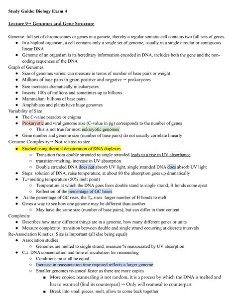 Biology Study Guide Exam 4 - Study Guide: Biology Exam 4 Lecture 9→