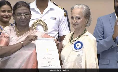 waheeda rehman receives the dadasaheb phalke award at 69th national film awards ceremony