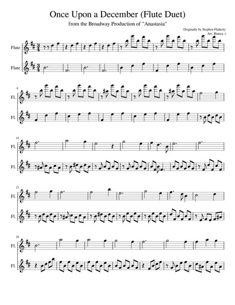 Once Upon A December Flute Duet Sheet Music For Flute Woodwind Duet