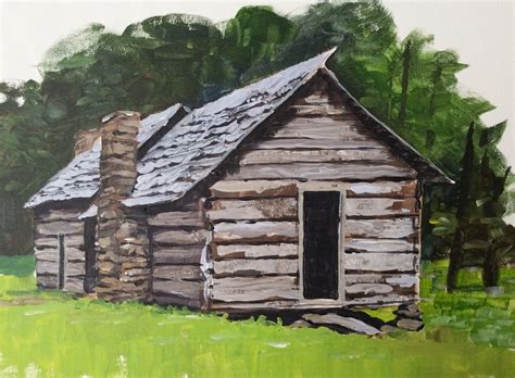Maybe you would like to learn more about one of these? Look at this log-cabin created using a palette knife now ...