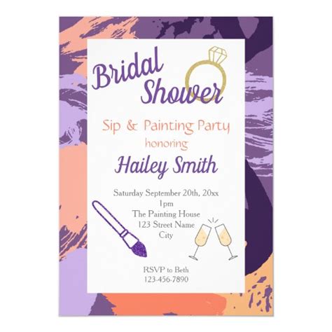 Bridal Shower Sip And Painting Party Invitation