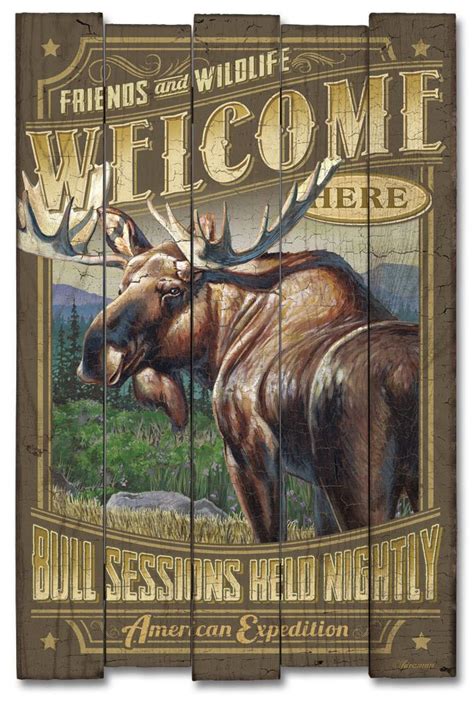 Moose Cabin Sign Wall Décor Moose Hunting Bull Moose Hunting Decor