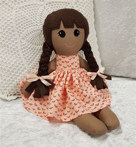 Gorgeous Handmade Doll Rag Doll Fabric Doll In Peachy Colours So