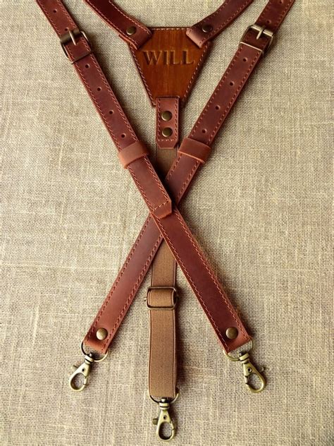 Leather Suspenders Personalized Leather Suspenders Wedding Etsy