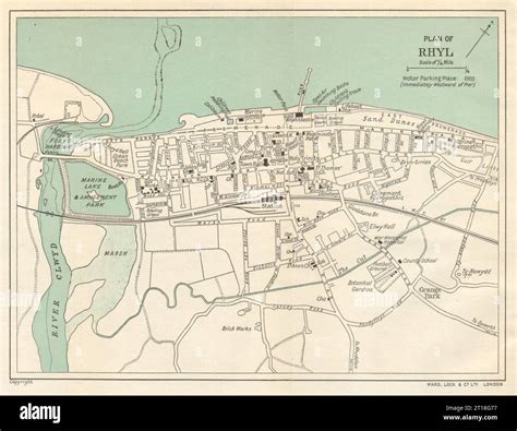 Rhyl Vintage Towncity Plan Wales Ward Lock 1930 Old Vintage Map