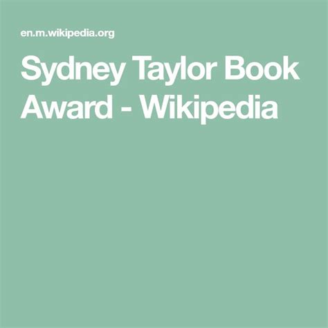 Sydney Taylor Book Award Wikipedia Sydney Taylor Book Awards