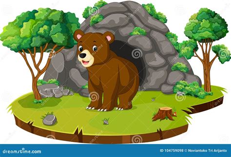 Bear In Front Of The Cave Stock Vector Illustration Of America 104759098