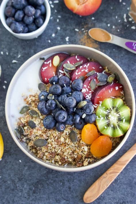 Breakfast is the most important meal of the day! Easy Vegan Breakfast: Dried Fruit Rawnola Bowls - Stacey ...
