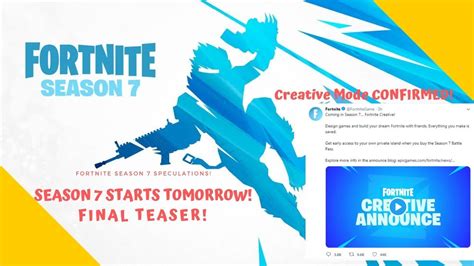 Fortnite Season 7s Final Teaser Is Here Season 7 Tomorrow Creative Mode Confirmed Youtube