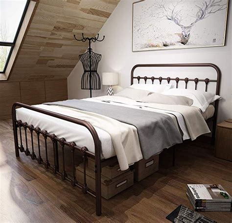 Product title bed frame with headboard footboard platform bed meta. Amazon.com: TEMMER Metal Platform Bed Frame Queen Size ...