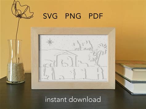 3D Nativity shadow box svg layered Christmas svg 3D | Etsy