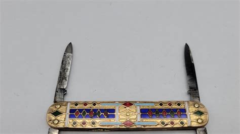 Antique Afield And Coprogress Prussia Brass Enamel Handle Pocket Knife