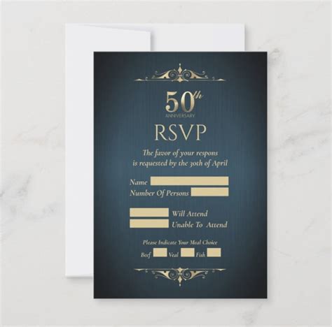 50th Wedding Anniversary Response Card Office Products