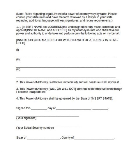 Free 8 Sample Limited Power Of Attorney Forms In Pdf Ms Word