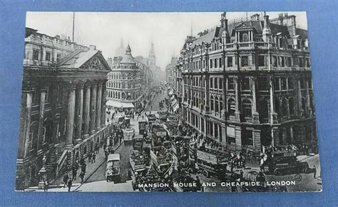 Vintage Postcard Mansion House And Cheapside London G1e Europe