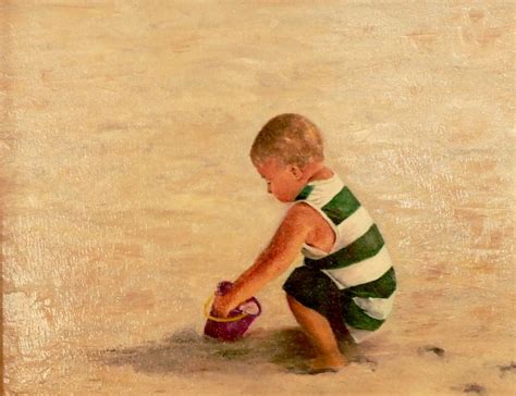 Francine Proulx Harvey Art Little Boy At The Beach Painting
