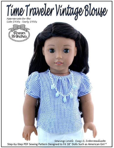 time traveler vintage blouse and playsuit skirt bundle doll clothes pattern 18 inch american girl