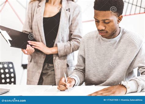 African American Man Signing Contract Black Man Hand Putting Signature
