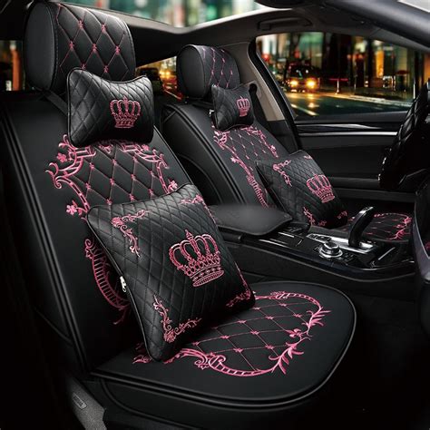 crown car seat cover front back leather seat covers set uinversal four seasons auto accessories
