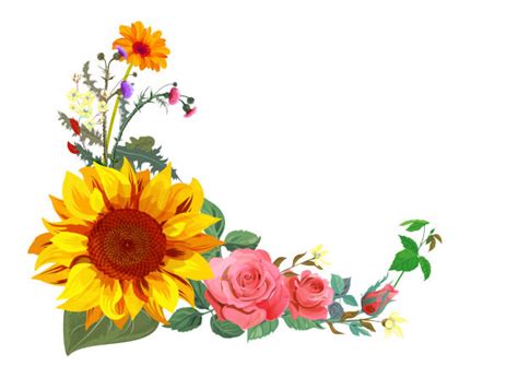 Red Roses And Sunflowers Clip Art