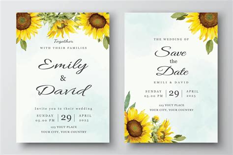 Wedding Invitation Template With Sunflowers 6722341 Vector Art At Vecteezy