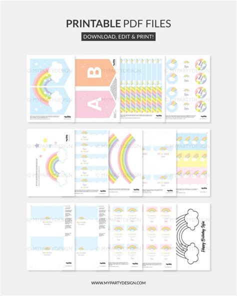 Pastel Rainbow Party Printables And Decorations My Party Design